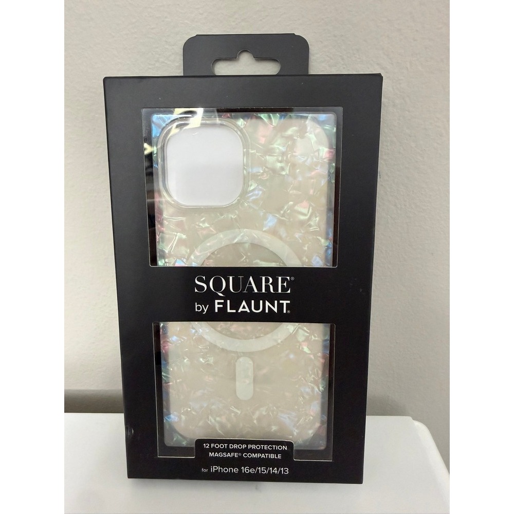 Square by FLAUNT iPhone Case 16e 15 14 13 Iridescent Pearl MagSafe NWT
